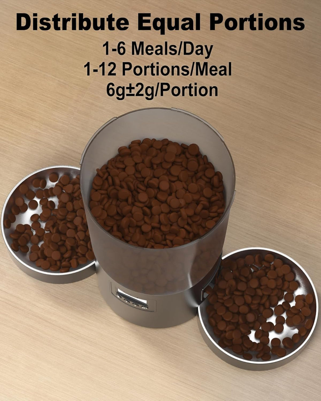 Dual Automatic Cat Feeder 2 Cats, 4.2L Dry Food Auto Dispenser with Double Stainless Steel Bowls,Dual Power Supply,Programmable Portion Control,10s Voice Recorder (Transparent Black)