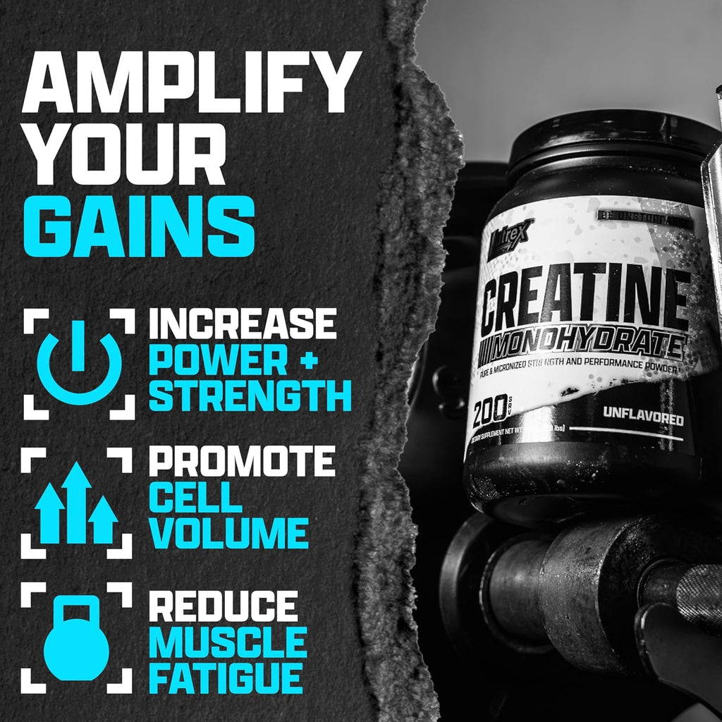 Nutrex Research Ultra Pure Creatine Monohydrate Powder Unflavored | 5G Micronized Creatine Powder for Muscle Gain, Strength, Endurance and Recovery, 80 Servings