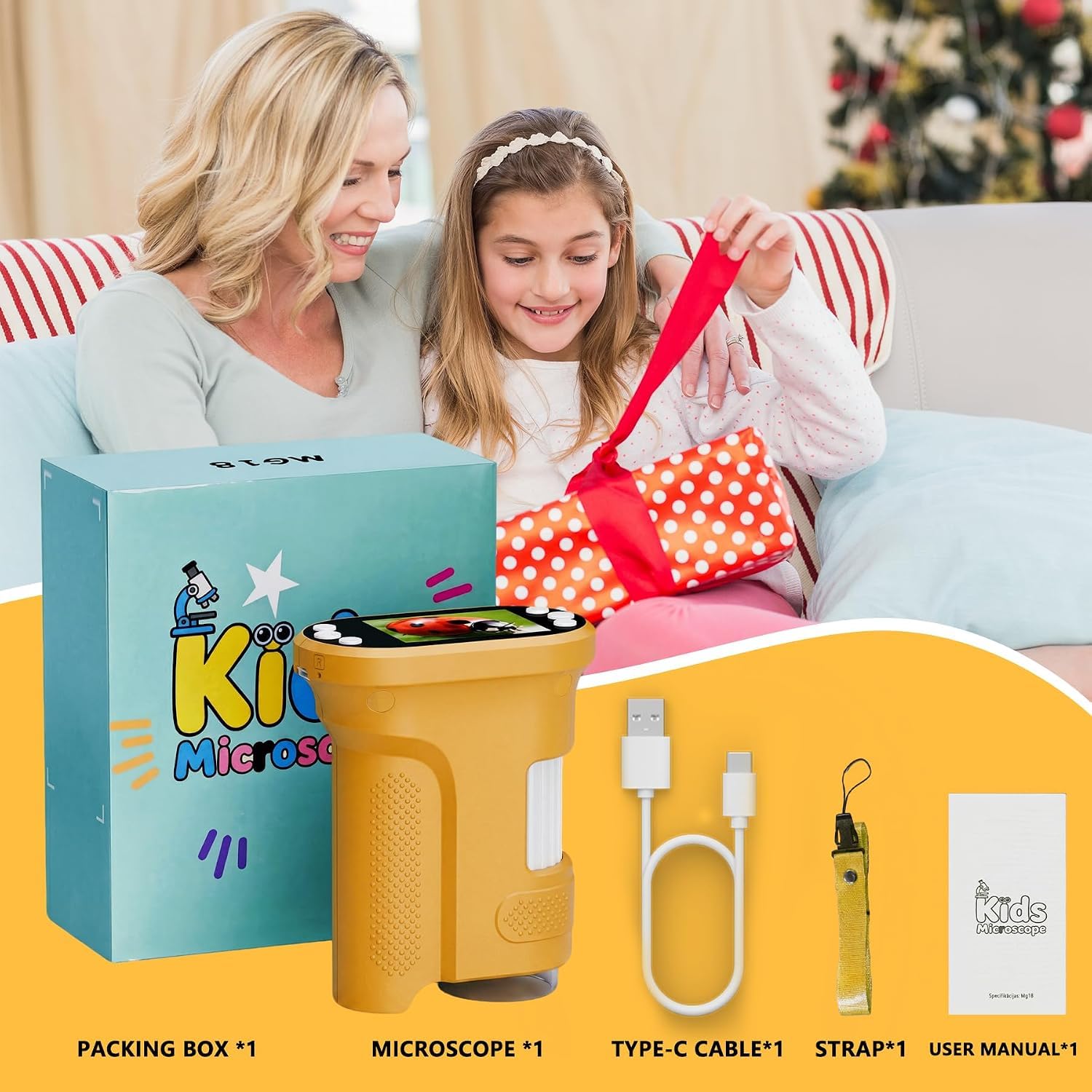 Kids Digital Microscope, 1000X Handheld Pocket Microscope STEM Science Toy