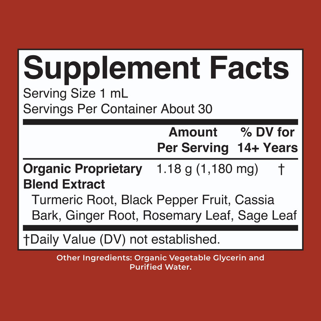 MARYRUTH'S USDA Organic Turmeric Gold Herbal Liquid Drops, Unflavored, 1 oz