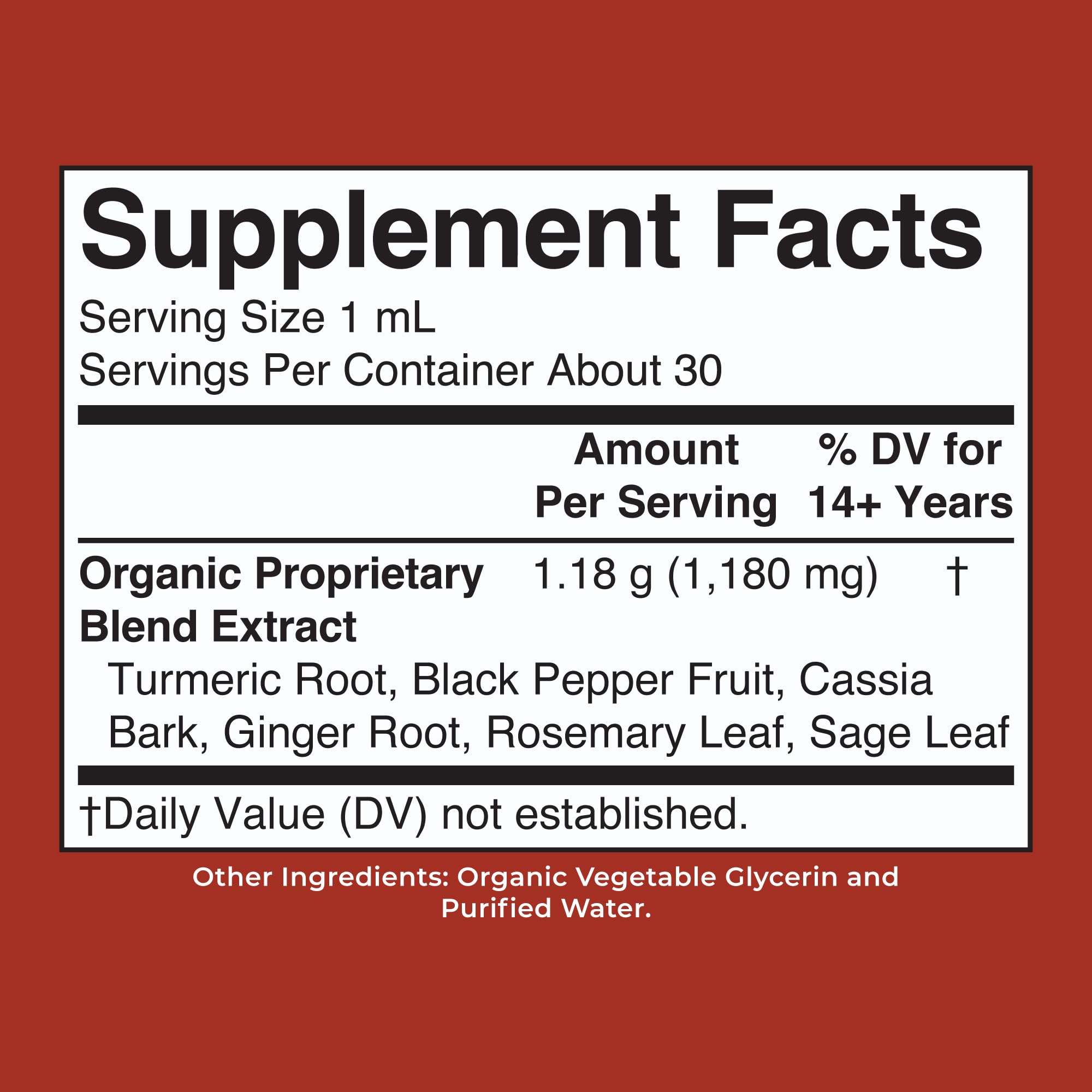 MARYRUTH'S USDA Organic Turmeric Gold Herbal Liquid Drops, Unflavored, 1 oz