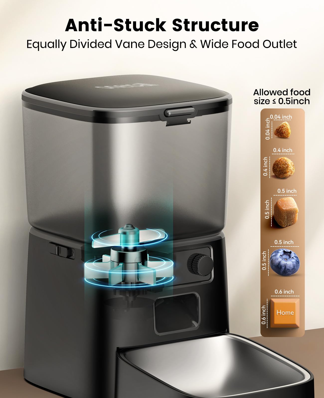oneisall 2.4 GHz Wi-Fi Automatic Cat Feeder, 3.5L/15 Cups