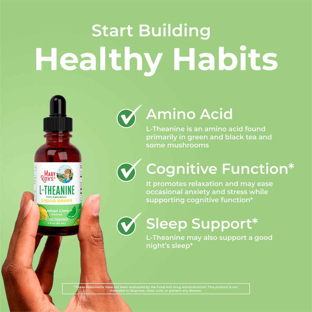 MaryRuth's L-Theanine Liquid Drops, Lemon Lime, 2 oz