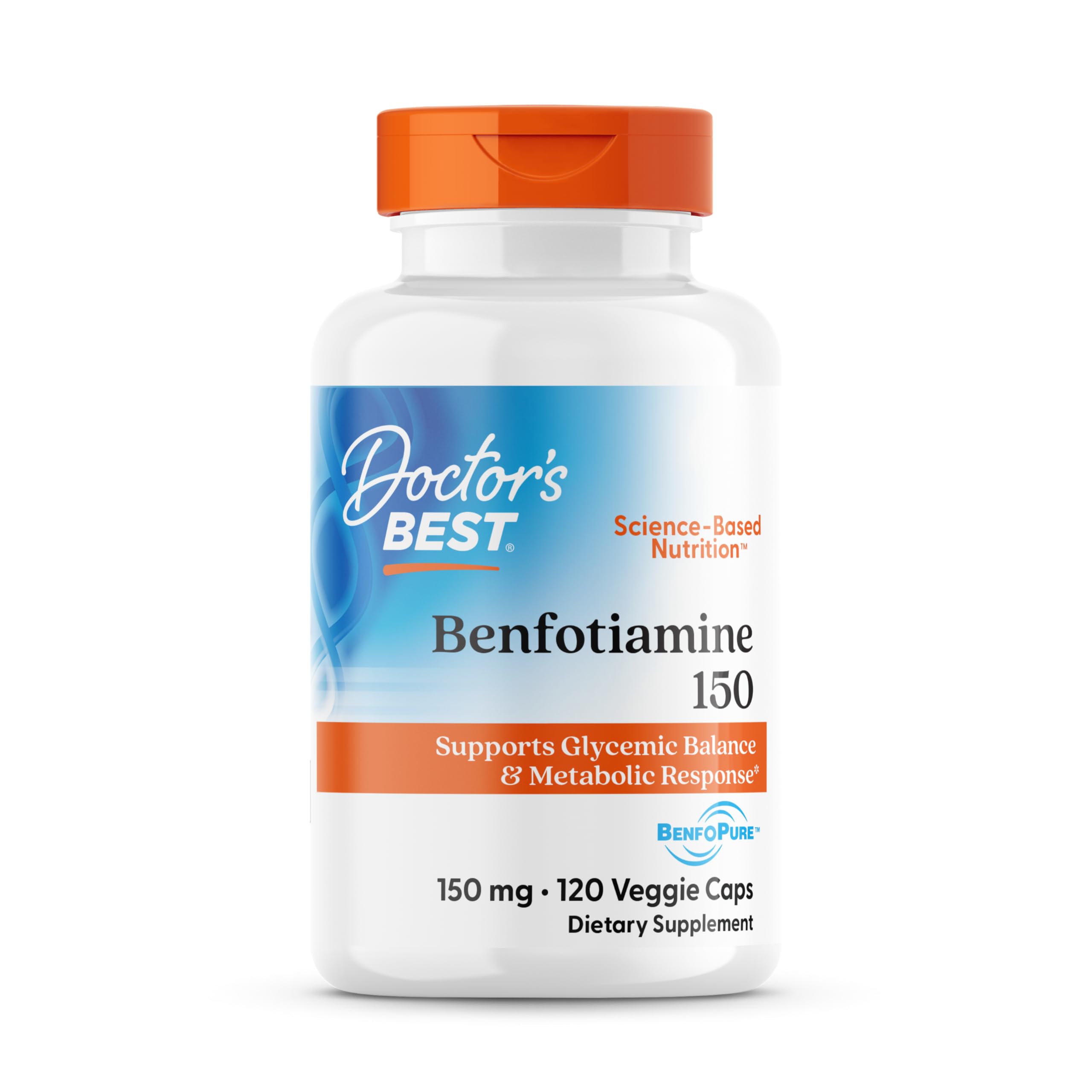 Doctor's Best Benfotiamine 150mg Supplement - Bioavailable Vitamin B1 for Men & Women, Benfotiamine B1 Capsules, Supports Nerve & Metabolic Health, Antioxidant Support, Non GMO, Vegan -120 Veggie Caps