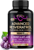 Resveratrol Supplement - 19-in-1 Organic Polyphenol Complex - Noni Extract | Berberine | Quercetin | Apple Cider Vinegar | Acai - for Women & Men - Antioxidant & Heart Health Support - 120 Capsules