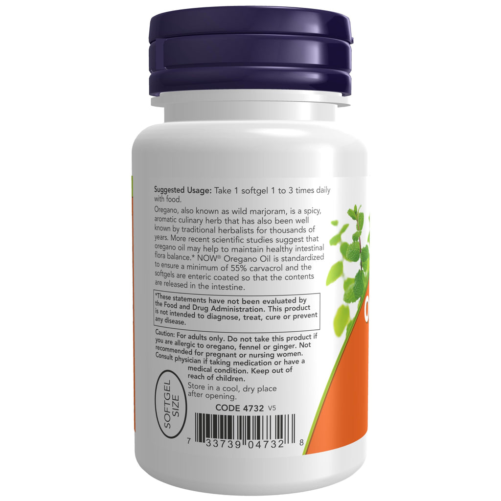 NOW Foods Supplements, Oregano Oil with Ginger and Fennel Oil, Enteric Coated, 90 Softgels