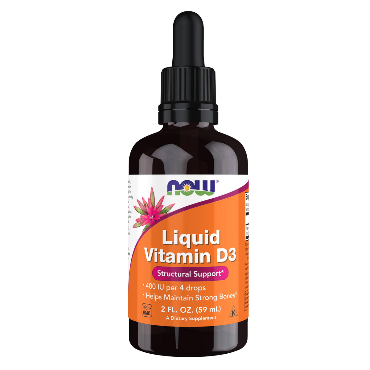 NOW Foods Supplements, Liquid Vitamin D-3, Strong Bones, 2-Ounce
