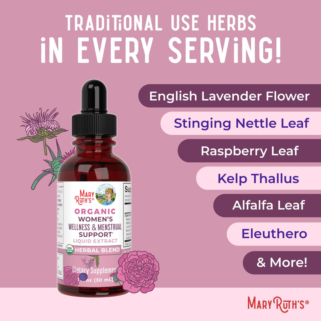 MARYRUTH'S Organic Women's Wellness & Menstrual Support Liquid Drops, 1 oz