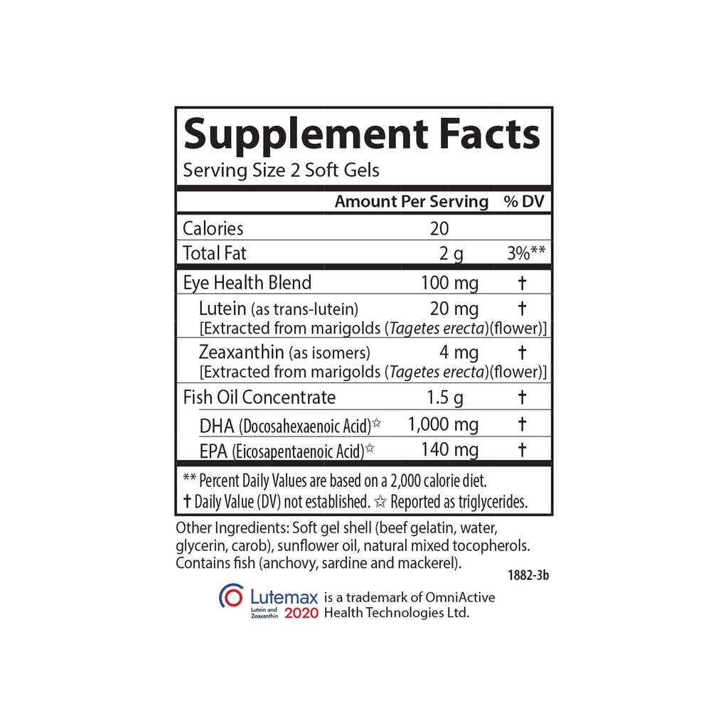 Carlson Super DHA Plus Lutein, 1000 mg, DHA, 20 mg Lutein, 120 Softgels