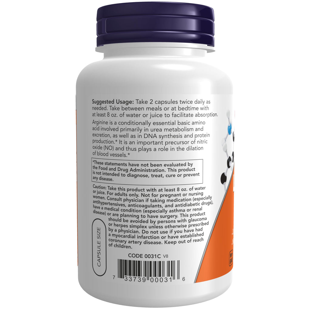 NOW Supplements, L-Arginine 500 mg, Amino Acid, 250 Veg Caps
