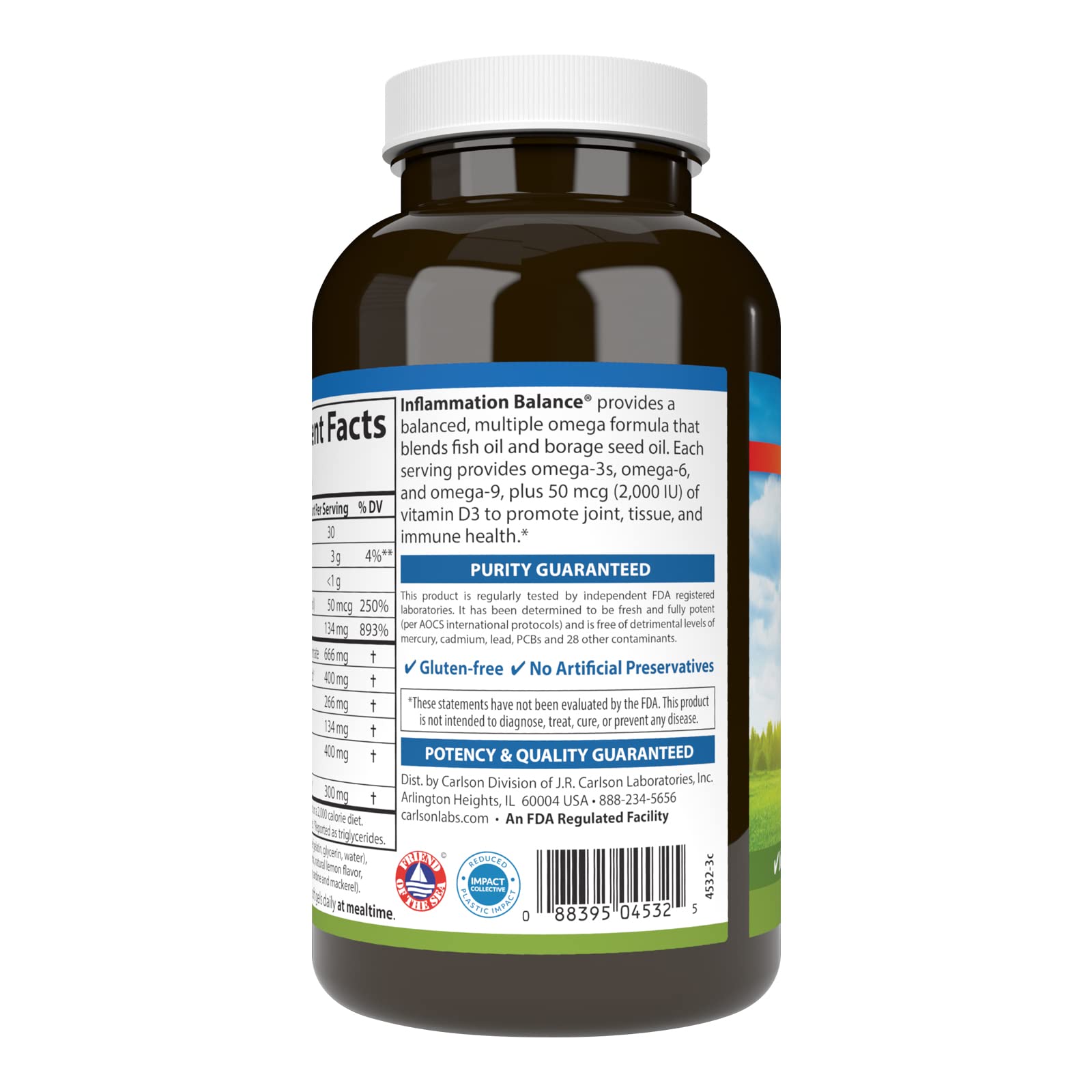 Carlson Inflammation Balance, with D3, From Norway, 180 Softgels