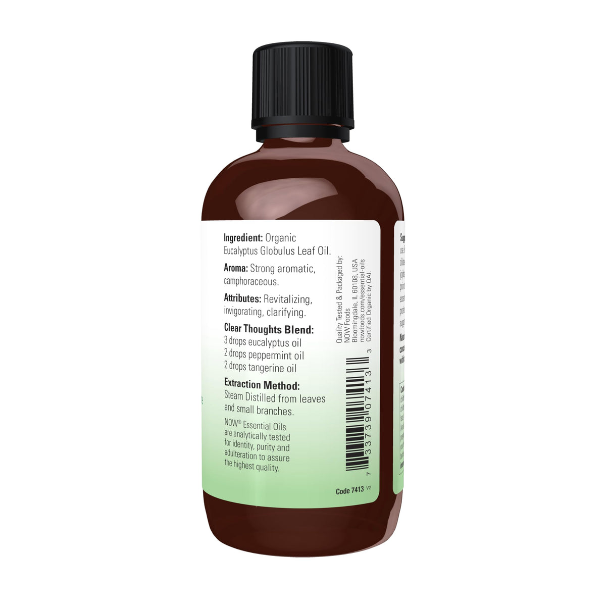 NOW Essential Oils, Organic Eucalyptus Globulus Oil, Steam Dist., 4 fl. oz