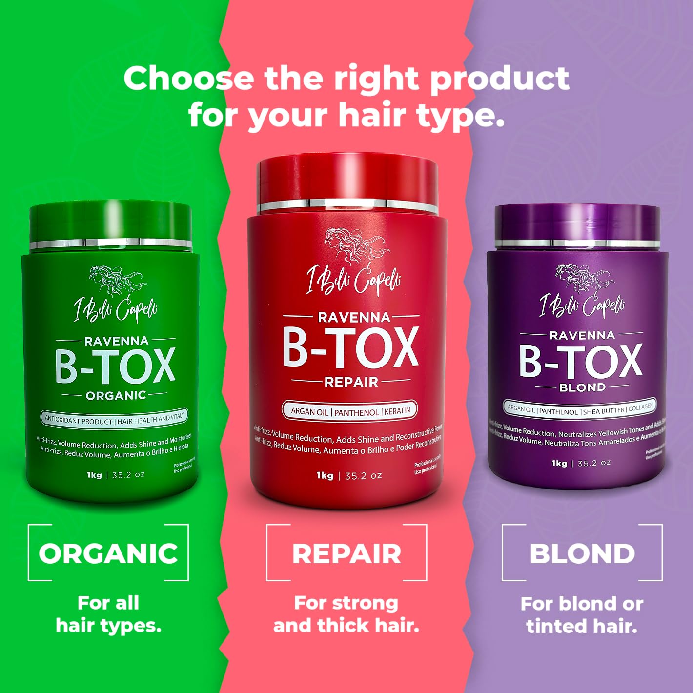 I Belli Capelli Ravenna Hair B-tox Treatment – B-tox Capilar, 1kg Repair