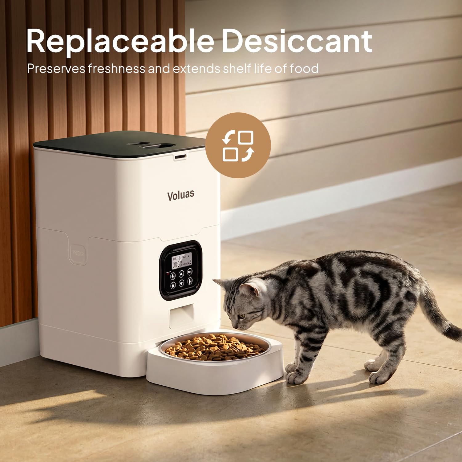 VOLUAS Automatic Cat Feeder, 4L Timed Dry Food Dispenser for Cats & Dogs