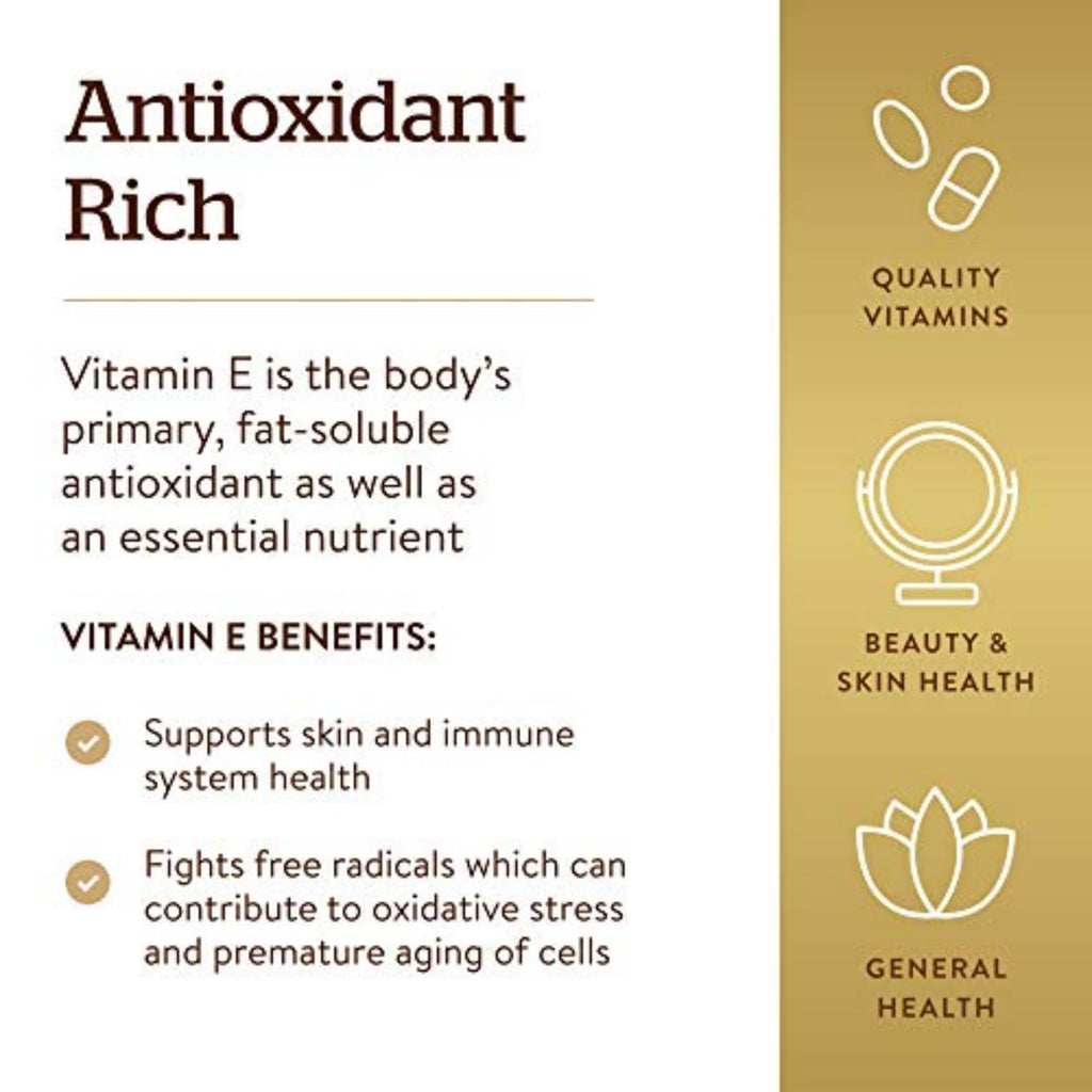 Solgar Vitamin E 268 mg (400 IU), 250 Mixed Softgels - Natural Antioxidant, Skin & Immune System Support - Naturally-Sourced Vitamin E - Gluten Free, Dairy Free - 250 Servings, (Pack of 2)
