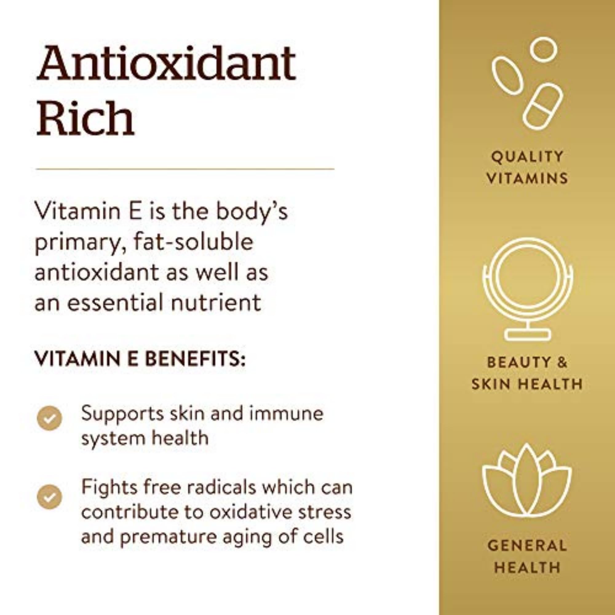 Solgar Vitamin E 268 mg (400 IU), 250 Mixed Softgels - Natural Antioxidant, Skin & Immune System Support - Naturally-Sourced Vitamin E - Gluten Free, Dairy Free - 250 Servings, (Pack of 2)