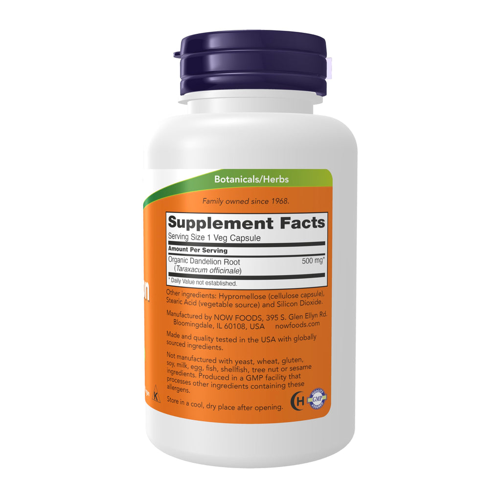 NOW Foods Supplements, Dandelion Root (Taraxacum officinale) 500 mg, Herbal Supplement, For Dietary, 100 Veg Capsules
