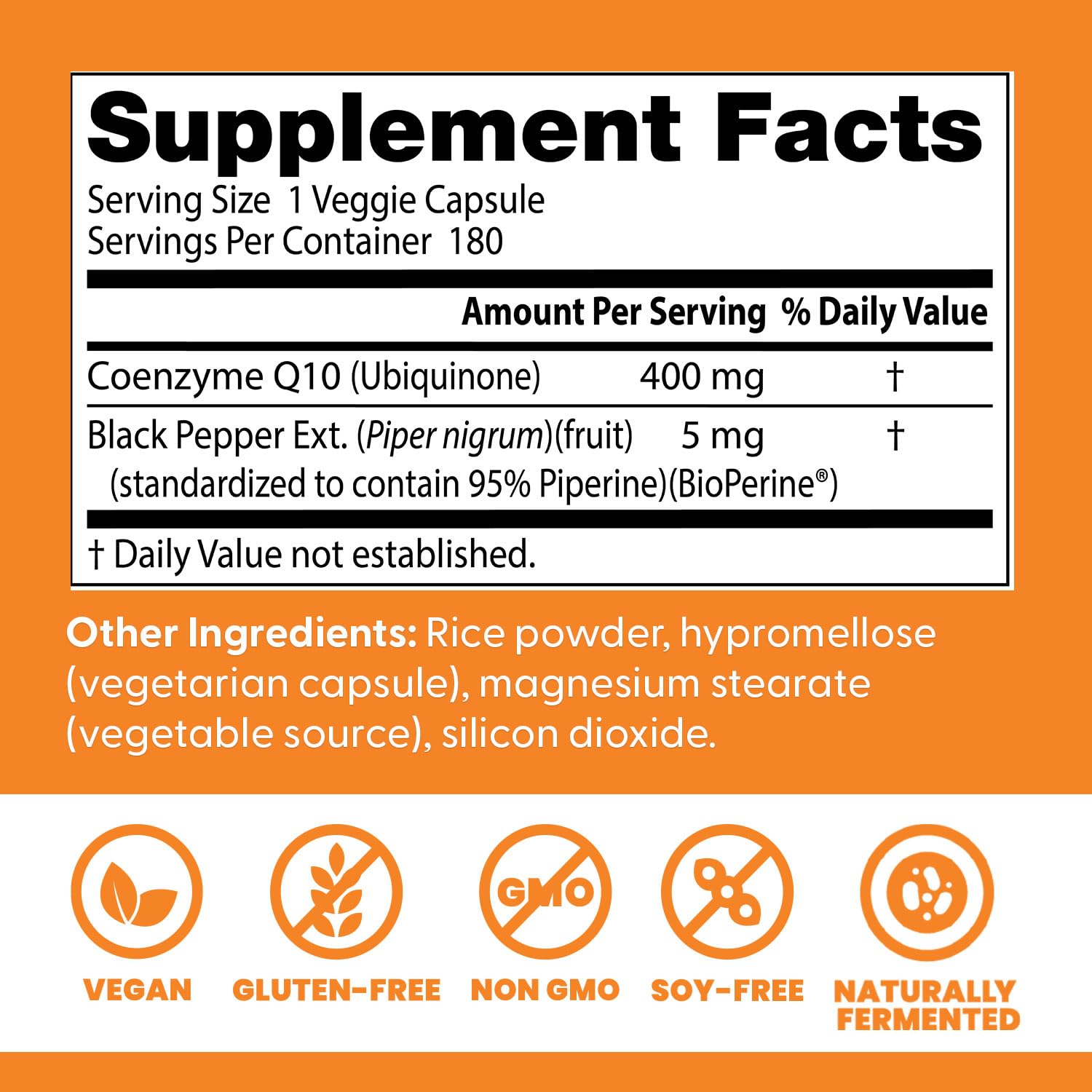 Doctor's Best High Absorption CoQ10 400mg with BioPerine Supplement - Coenzyme Q10 Caps for Heart Health & Antioxidant Support, CoQ10 400 mg for Women & Men, Non GMO - 180 Veg Capsules
