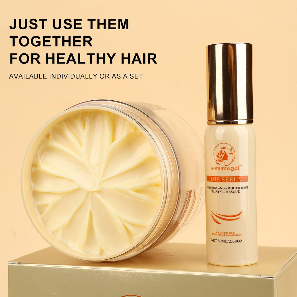Aomimegel Collagen Repair Hair Mask & Argan Oil Set, 16.9 fl oz + 2 fl oz