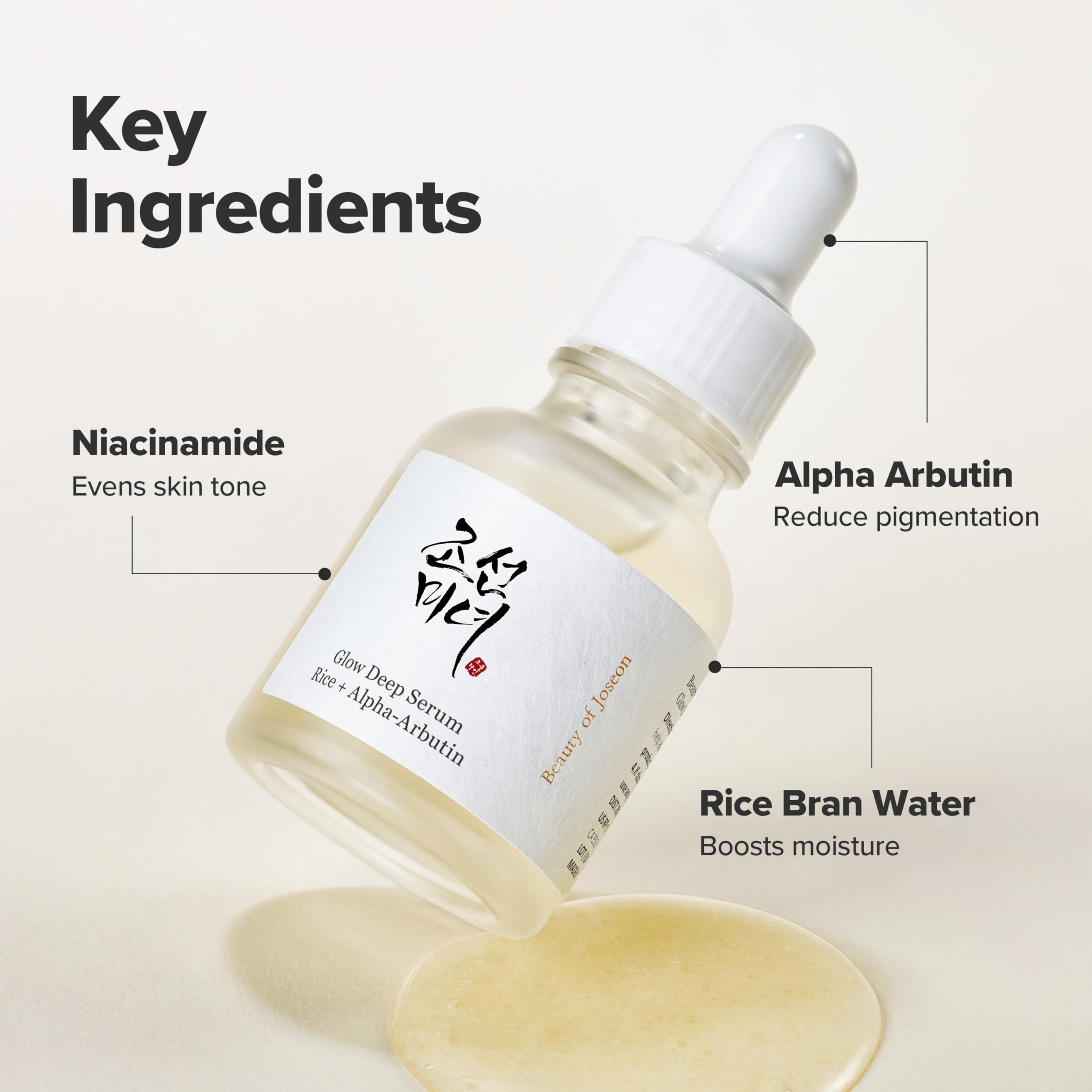 Beauty of Joseon Glow Deep Serum Rice Alpha-Arbutin Niacinamide for Uneven Dull Skin Tone, Daily Korean Skin Care 30ml, 1.01 fl.oz