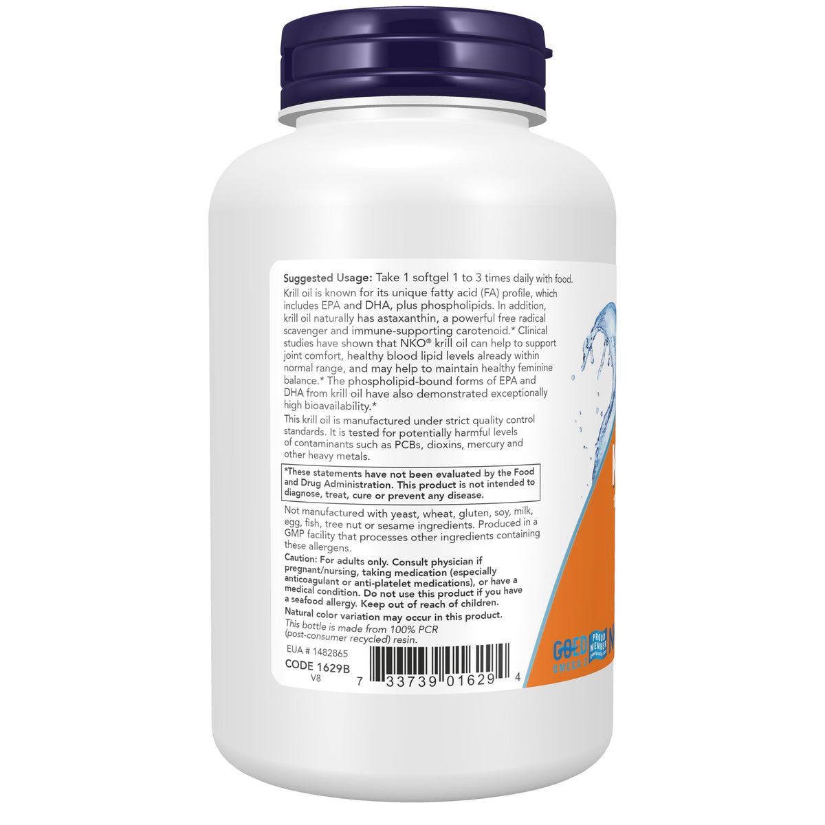 NOW Supplements, Krill 1000 mg, Phospholipid-Bound Omega-3, 120 Softgels