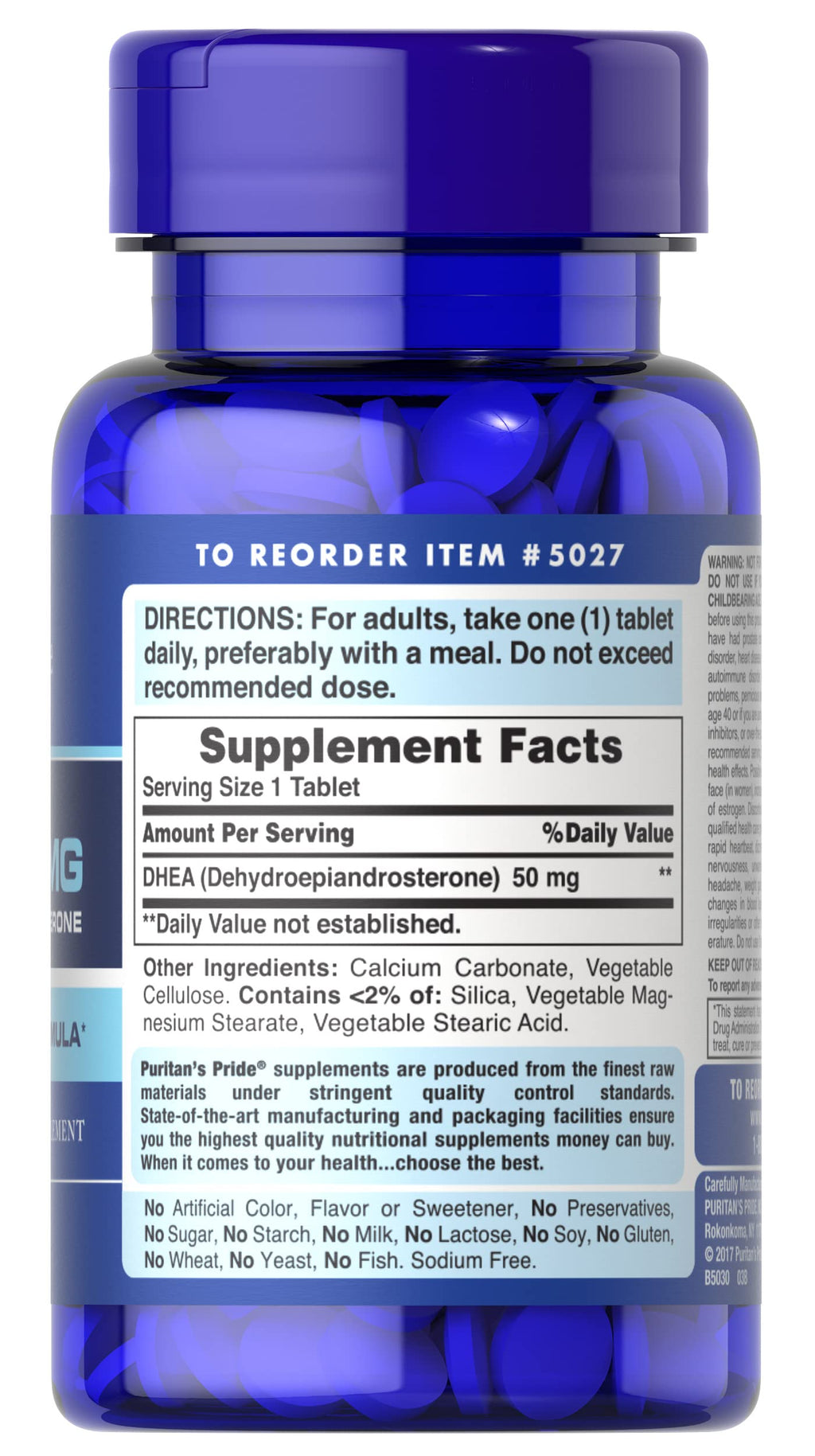 Puritan's Pride Youth Guard™ DHEA for Women and Men 50mg, Dietary Supplement for Healthy Aging, 3 Month Supply, 100 Tablets (Pack of 2)