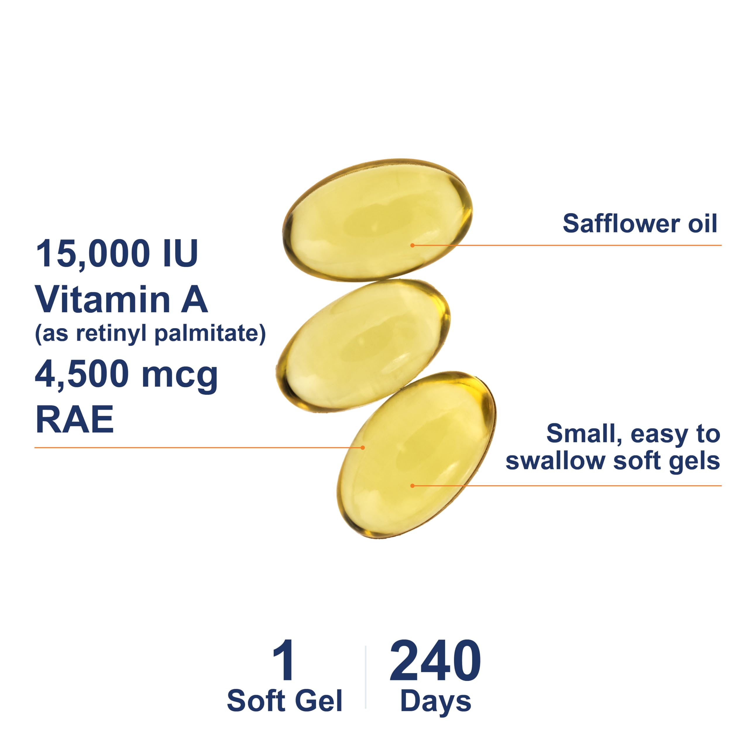 Carlson Vitamin A, 15000 IU, Palmitate (4500 mcg RAE), 240 Softgels
