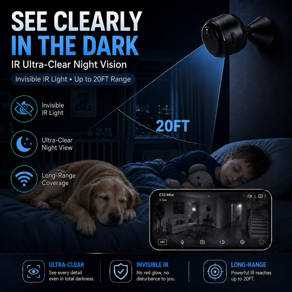 4K Mini Indoor Security Camera Wirless Nanny Cam with 60-Days Battery Life