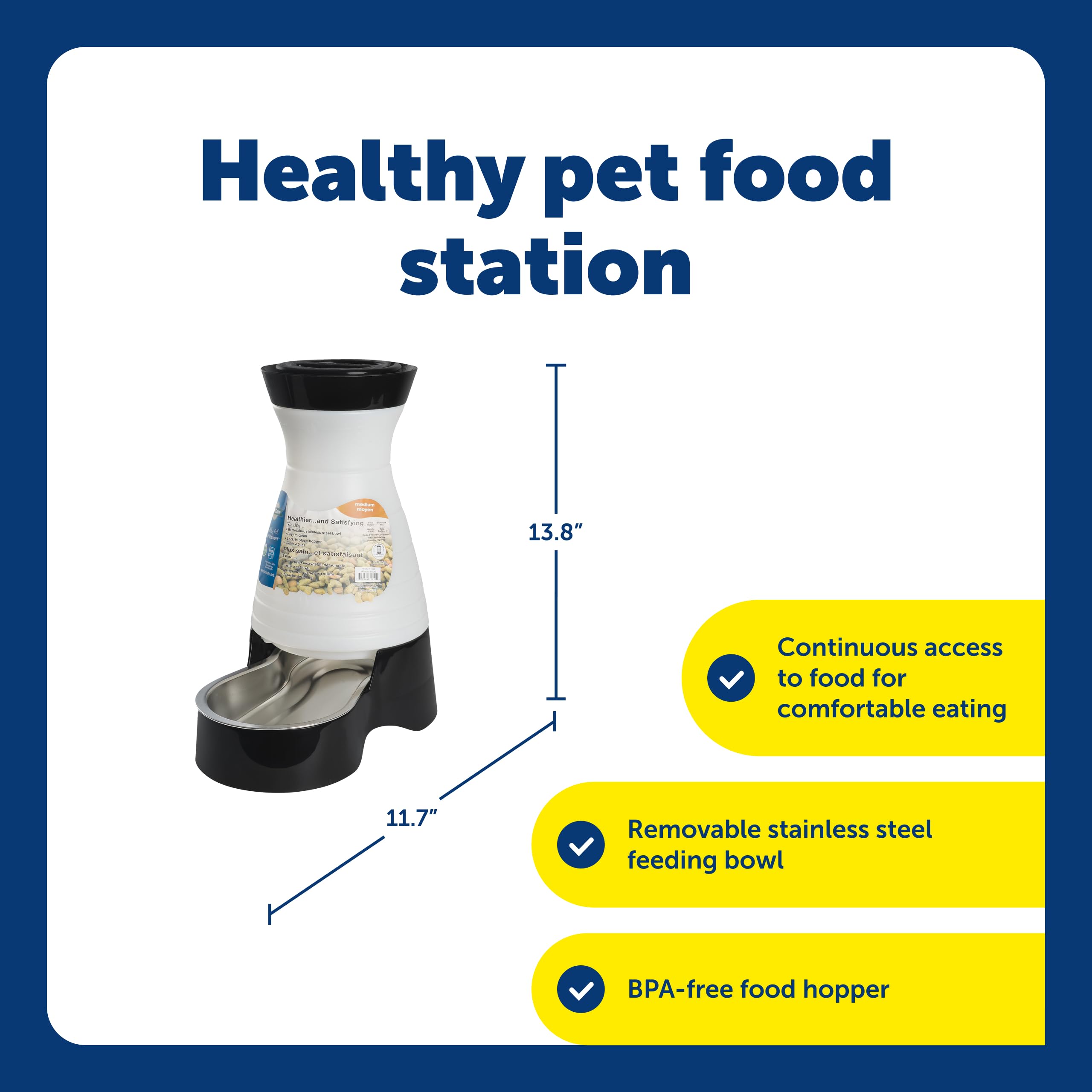 PetSafe Healthy Pet Food Station, 4 lb Gravity Feeder, Cats & Dogs, Medium