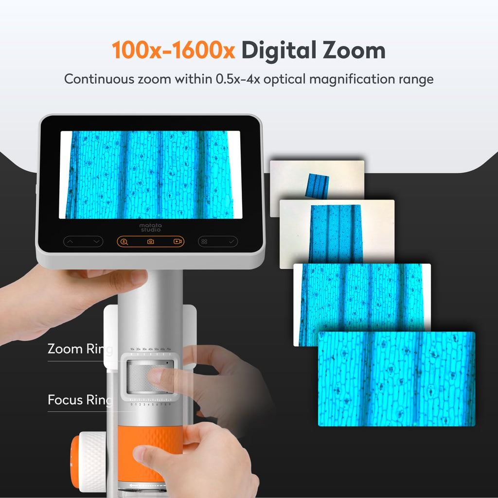 MatataStudio Microscope for Kids 8-12, MX2-AS Handheld Digital Miniscope