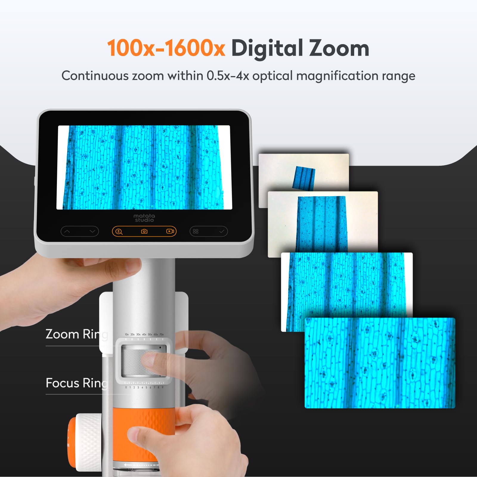 MatataStudio Microscope for Kids 8-12, MX2-AS Handheld Digital Miniscope