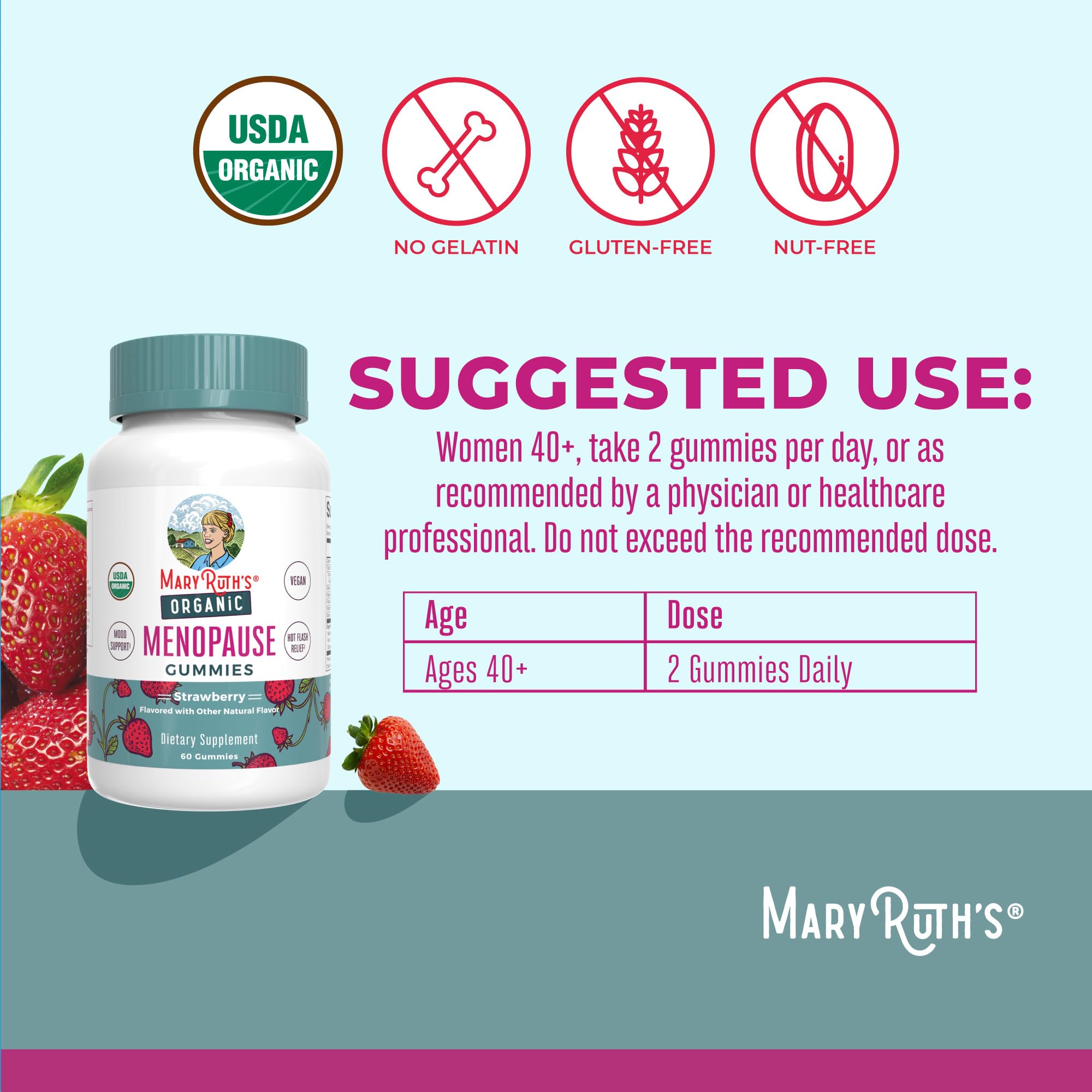 MaryRuth's Organic Menopause Support Gummies, Black Cohosh, 30 Servings