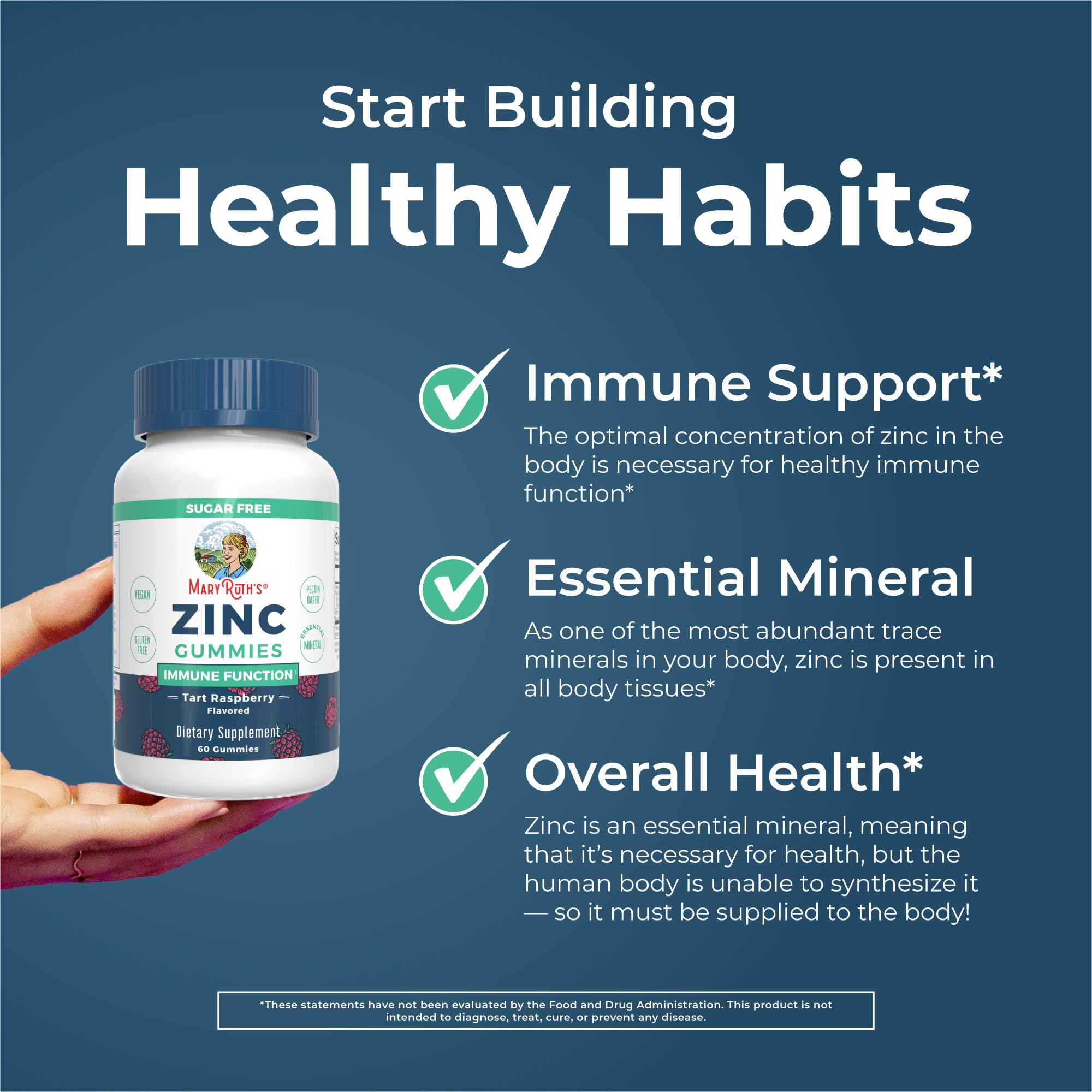 MaryRuth's Zinc Gummies, Zinc Supplements, Vegan, Pectin Based, 30 Servings
