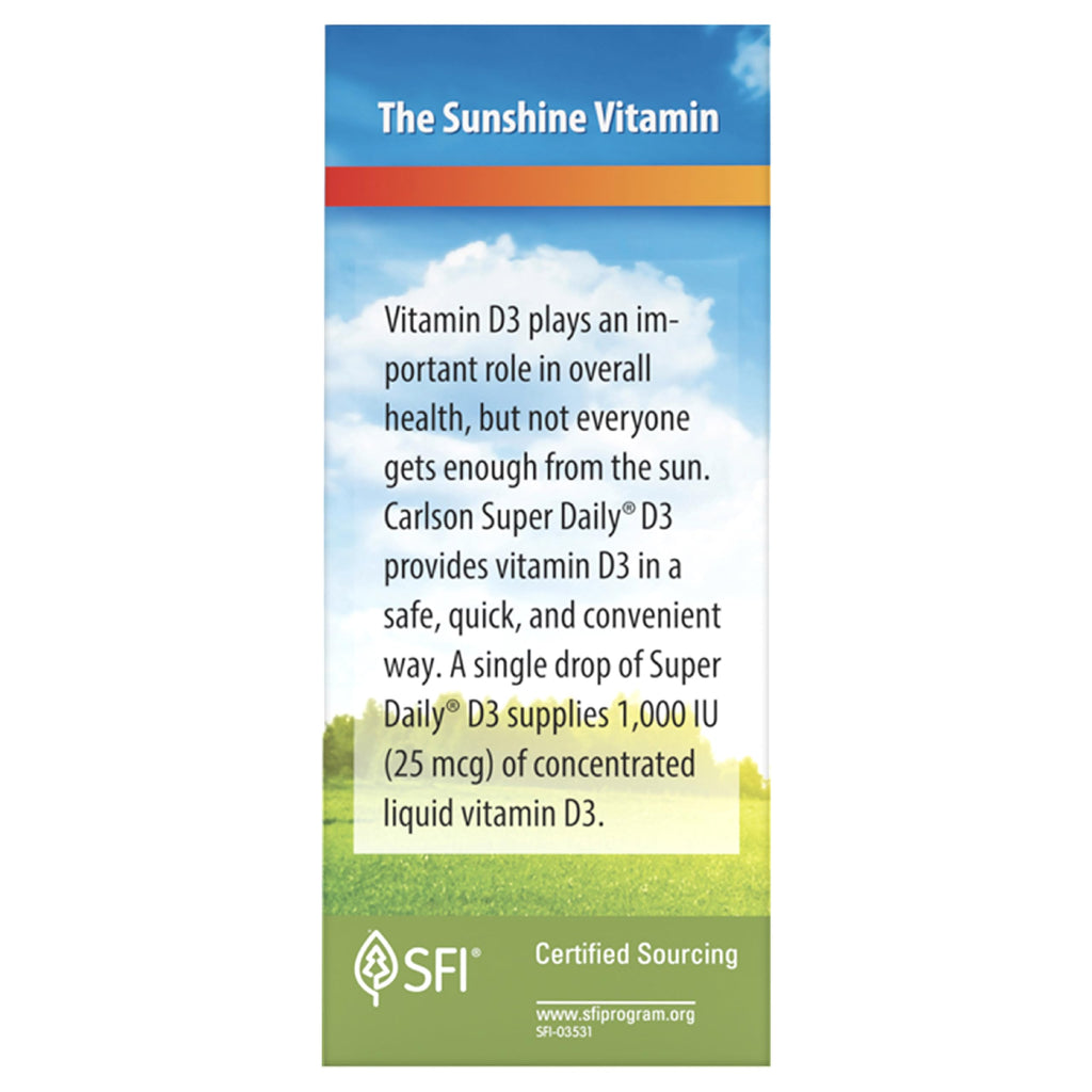 Carlson Super Daily D3 1000 IU (25 mcg) per Drop, 365 Drops (10.3 mL)