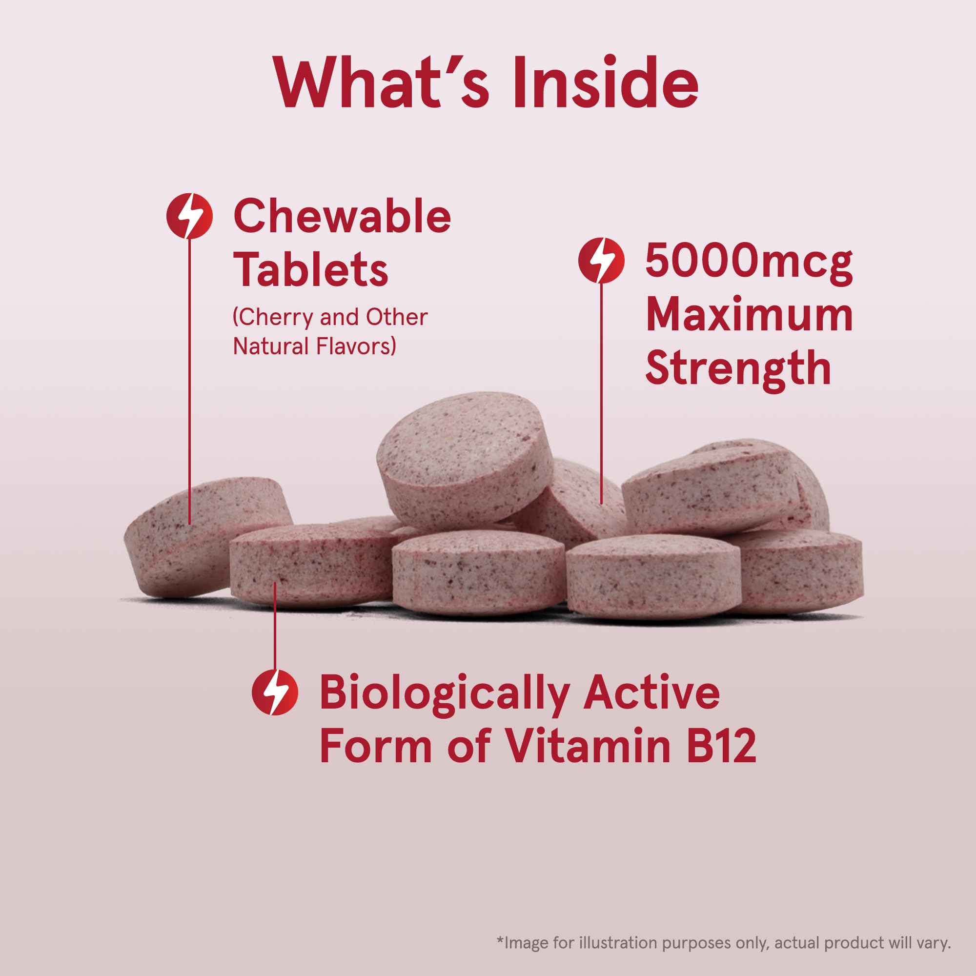 Jarrow Formulas Methyl Vitamin B12 5000 mcg - 60 Chewable Tablets, Naturally Fruit Flavored- Bioactive B12 Vitamin - Supports Cellular Energy Production, Brain Health & Metabolism - 60 Servings