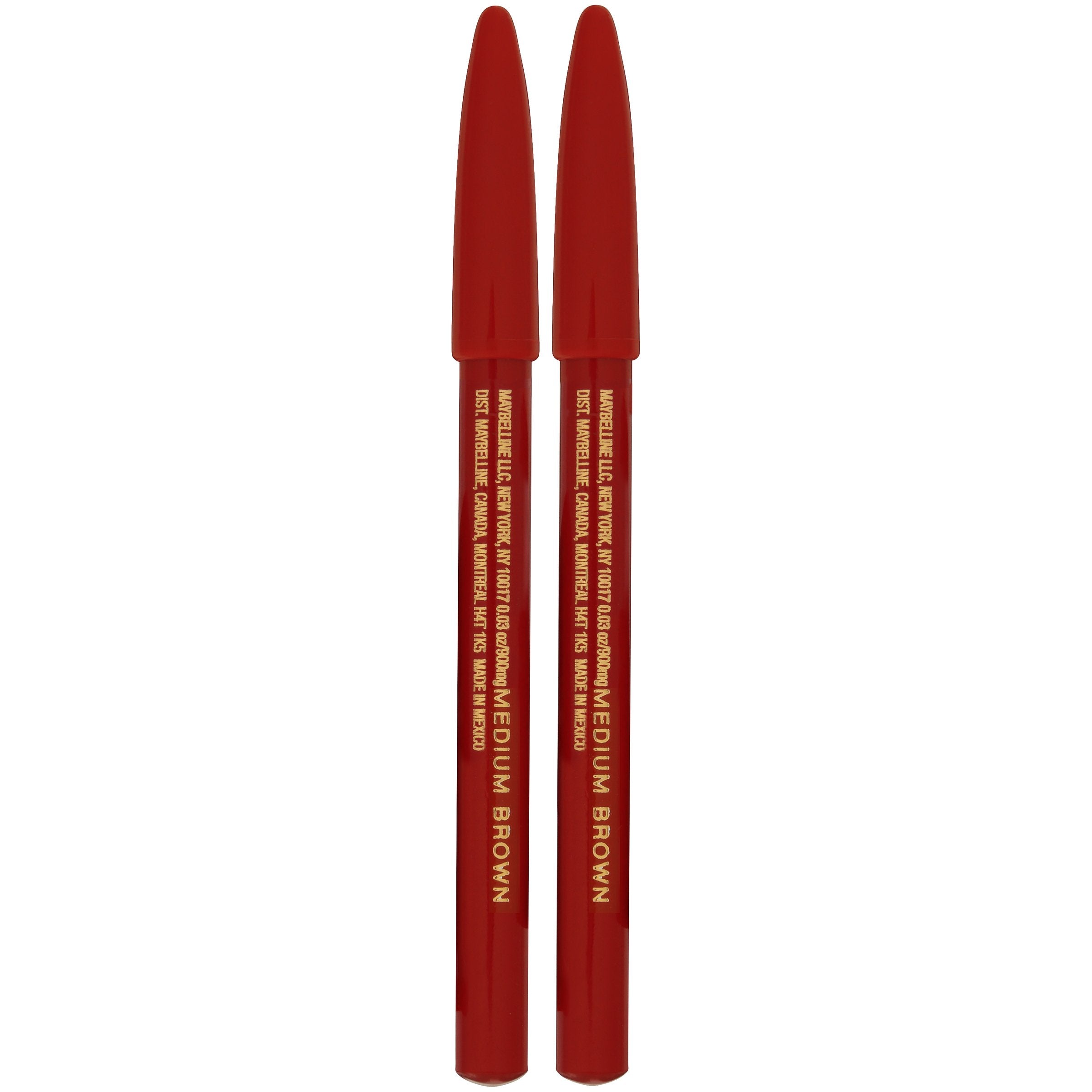 Maybelline New York Makeup Expert Wear Twin Eyebrow Pencils and Eyeliner Pencils, Medium Brown Shade, 0.06 Ounce, 2 Count (Pack of 1)