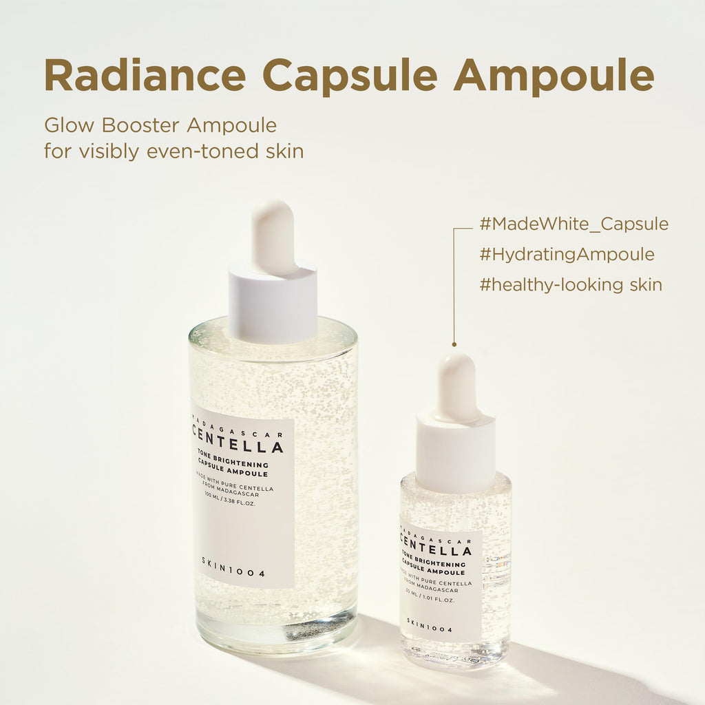 SKIN1004 Madagascar Centella Ampoule Kit, 4ea x 1.10 fl.oz, 30ml, Travel Size Face Serum Collection, Korean Skincare Set with Centella Ampoule and Hydrating Serum for Soothing Care, Korean Skin Care