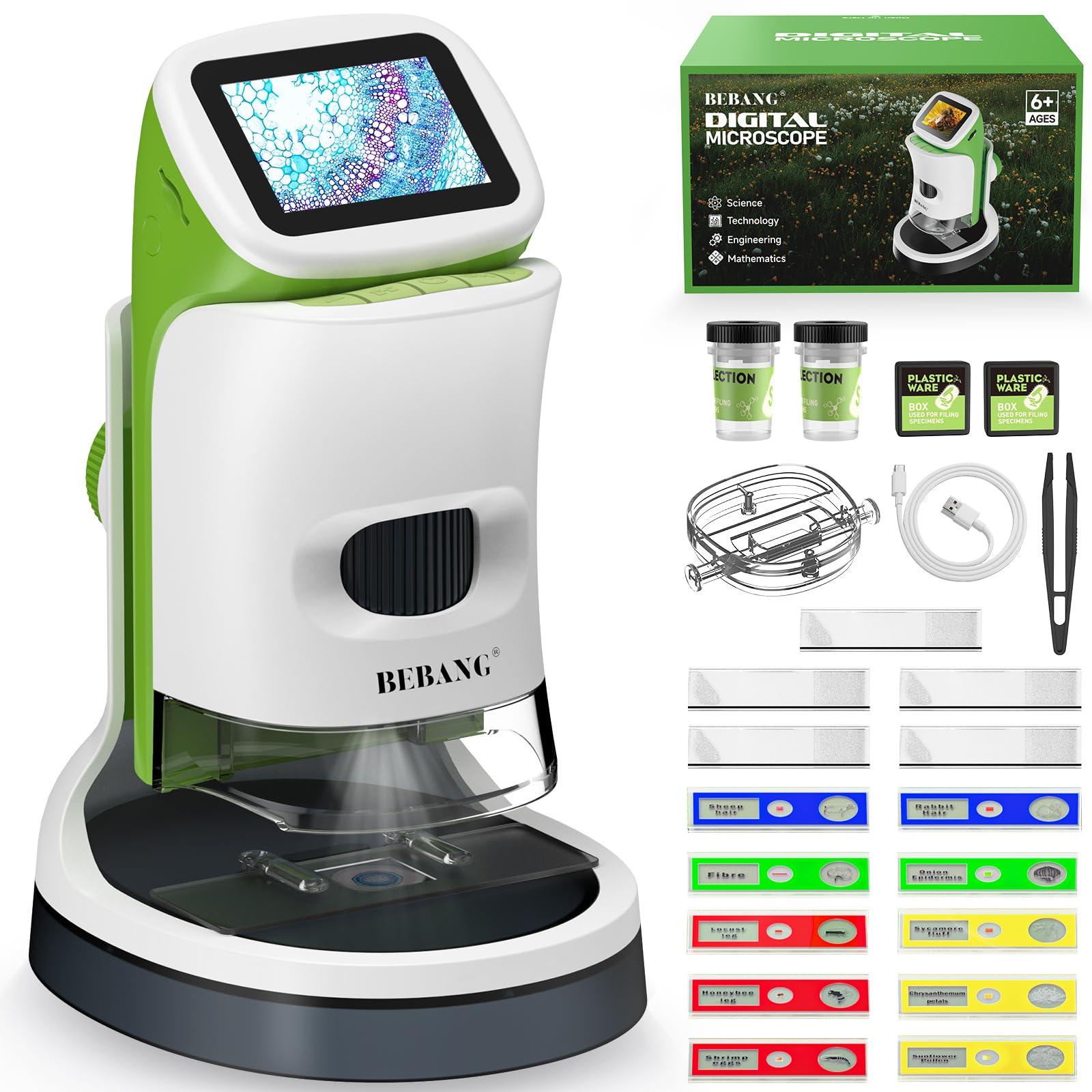 Kids Digital Microscope with Detachable Stand: STEM Science Kit Gift Toys