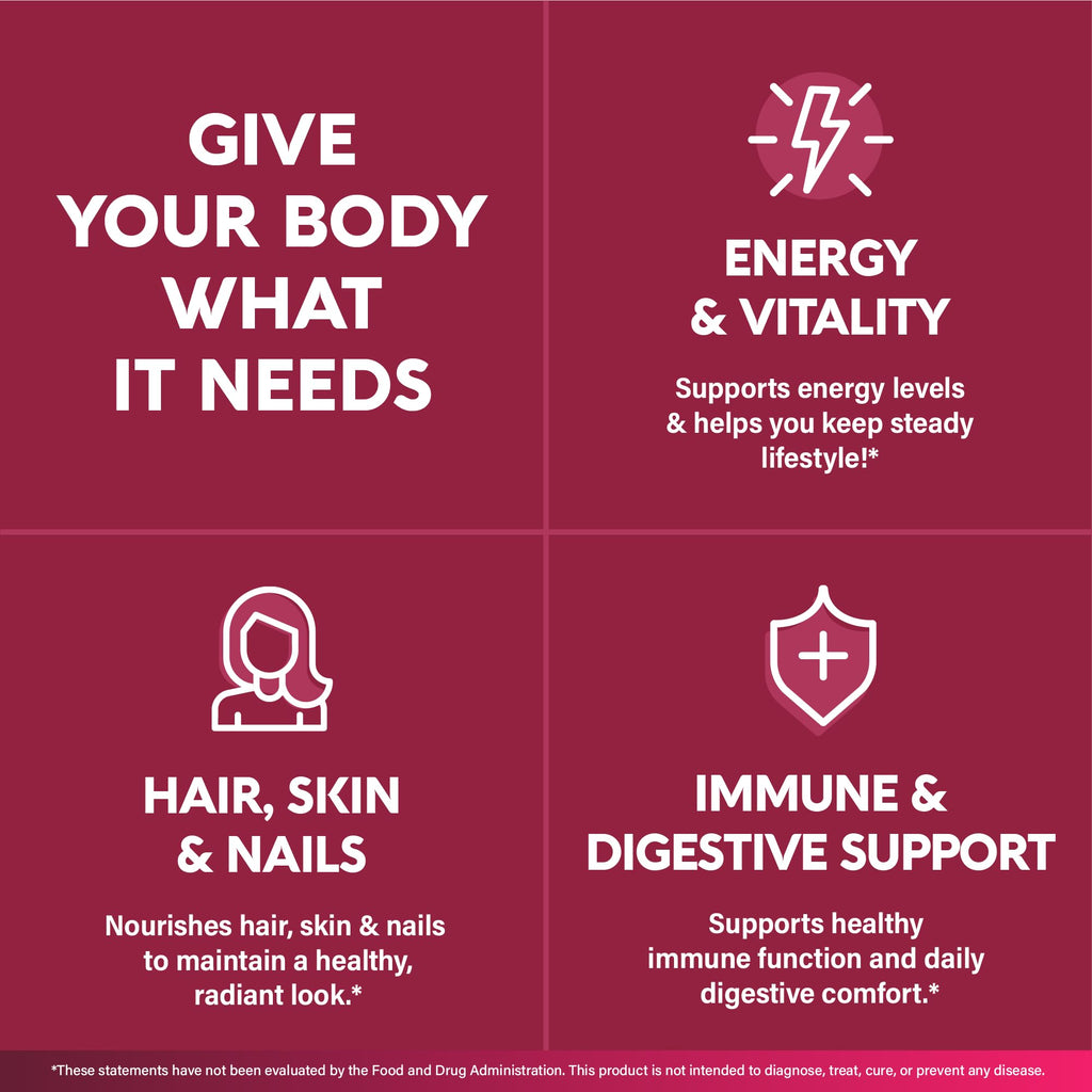 Multivitamin for Women - B-Complex | Whole Foods | Hair Growth Support | Digestion & Metabolism | Iron - 47in1 Womens Multivitamin - Bioavailable & Gentle on Stomach - 90 Capsules, 3 Month Supply