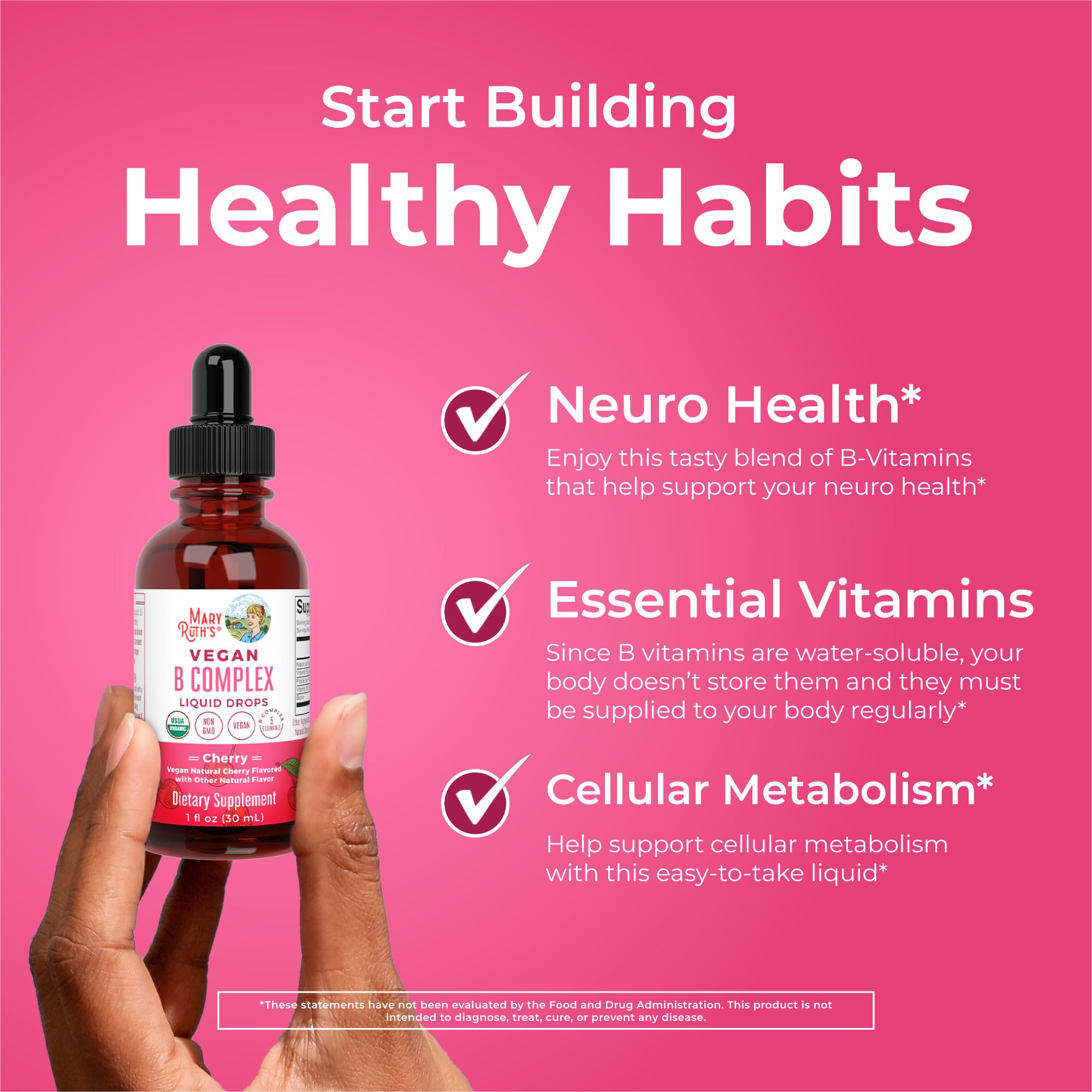 MARYRUTH'S Organic Vitamin B Complex, Biotin, Vitamin B12, Niacin, Folate