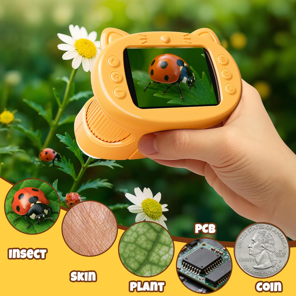 Handheld Digital Mini Microscope for Kids: 1000X 4K 2.4" Microscopes Toys