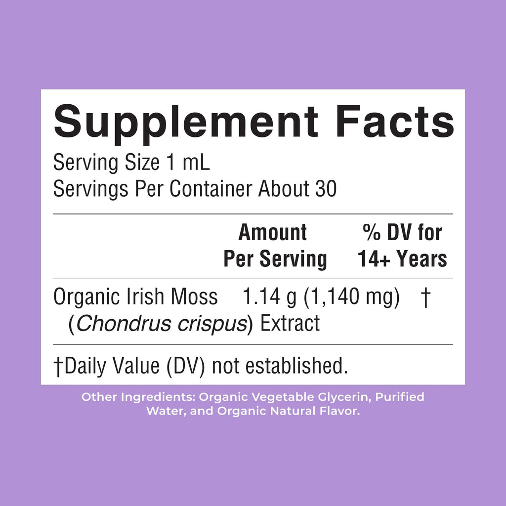 MARYRUTH'S USDA Organic Irish Sea Moss Liquid Drops, Unflavored, 1 oz