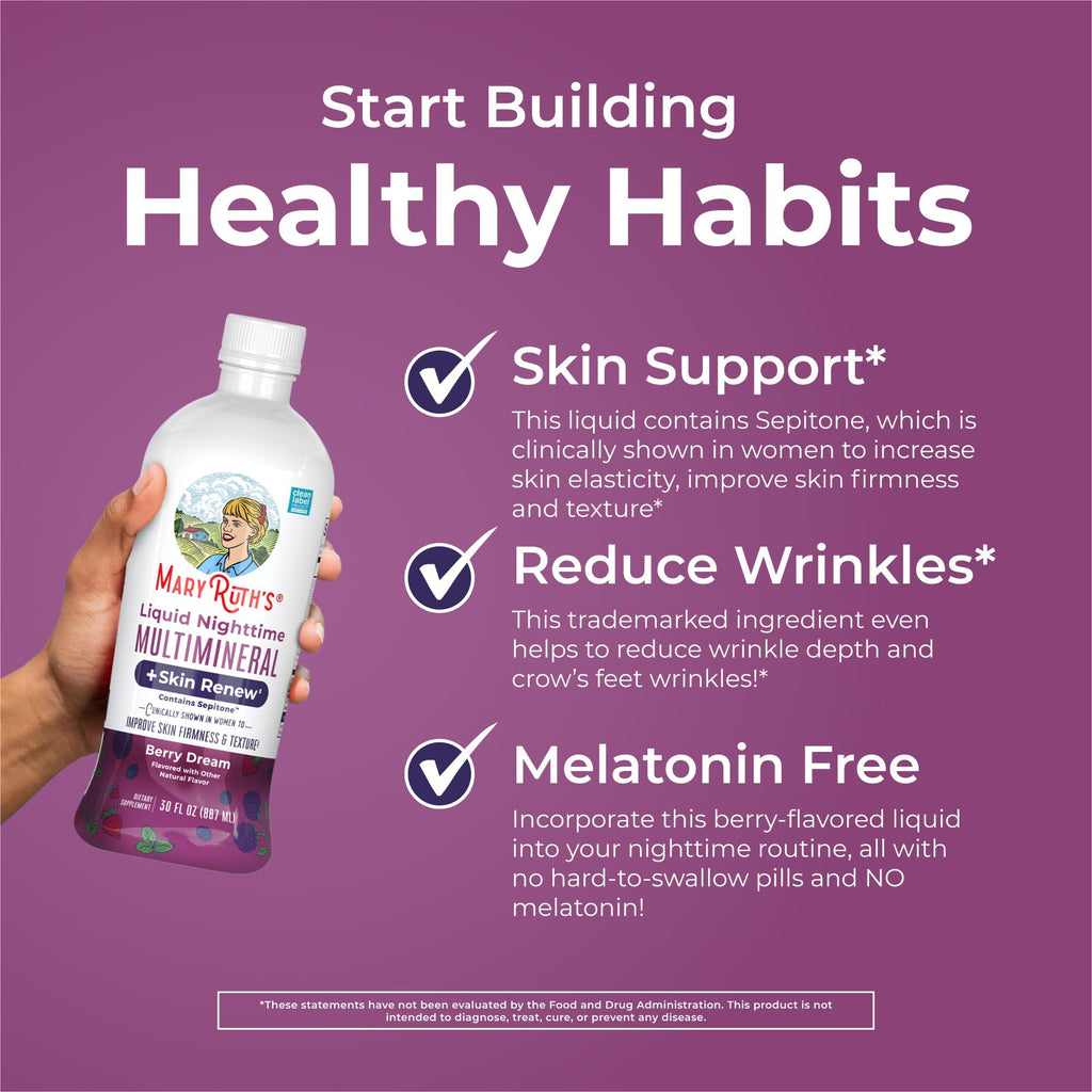 MaryRuth's Liquid Nighttime Liquid Multimineral + Skin Renew, 30 Servings