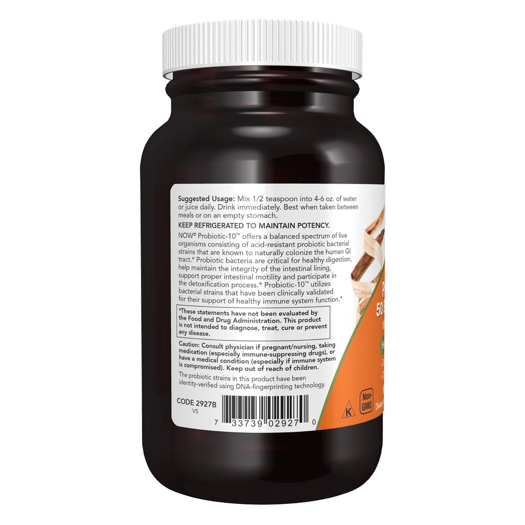 NOW Supplements, Probiotic-10™ Powder, 50 Billion, with 10 Probiotic Strains, Strain Verified, 2-Ounce