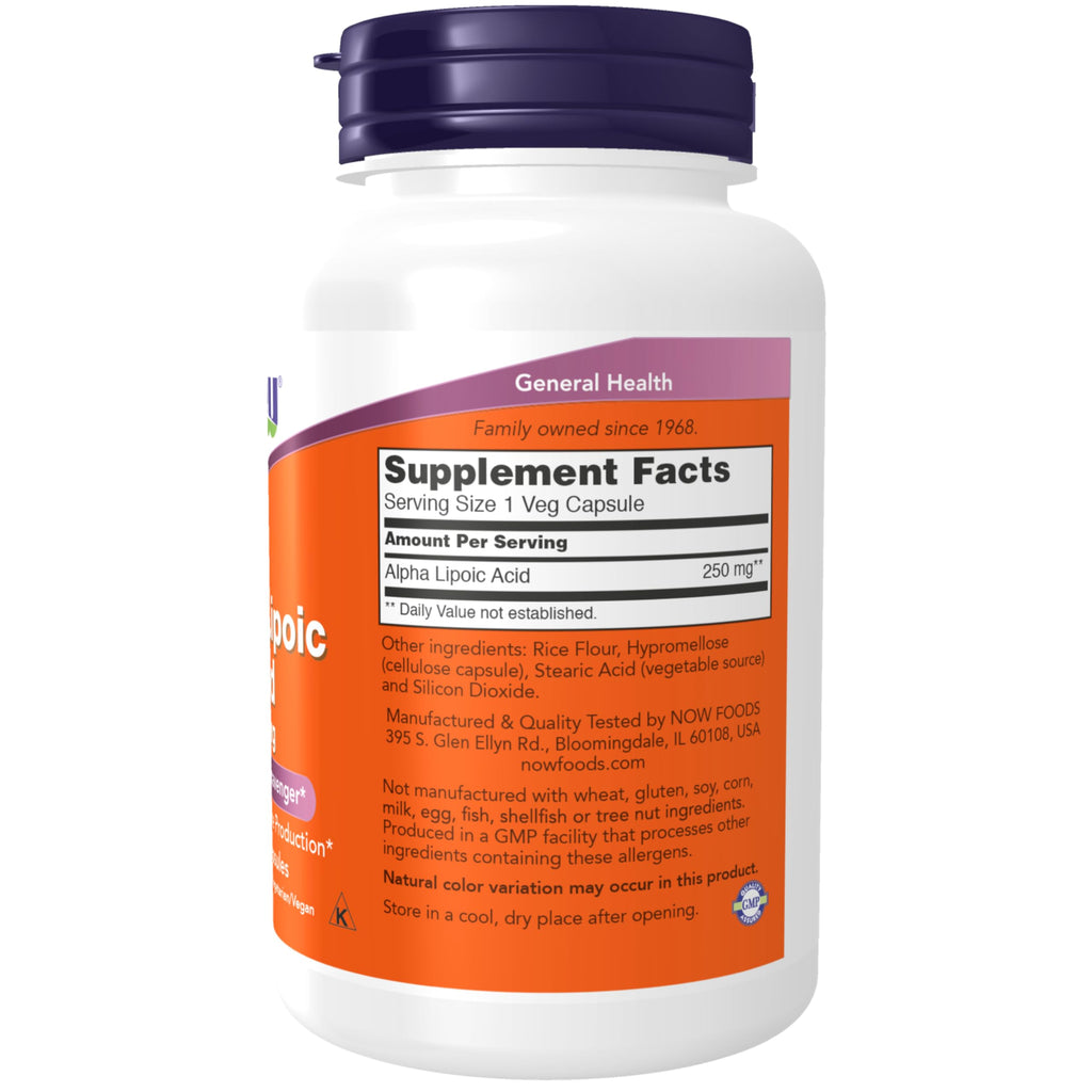 NOW Foods Supplements, Alpha Lipoic Acid 250 mg, Free Radical Scavenger, 120 Veg Capsules