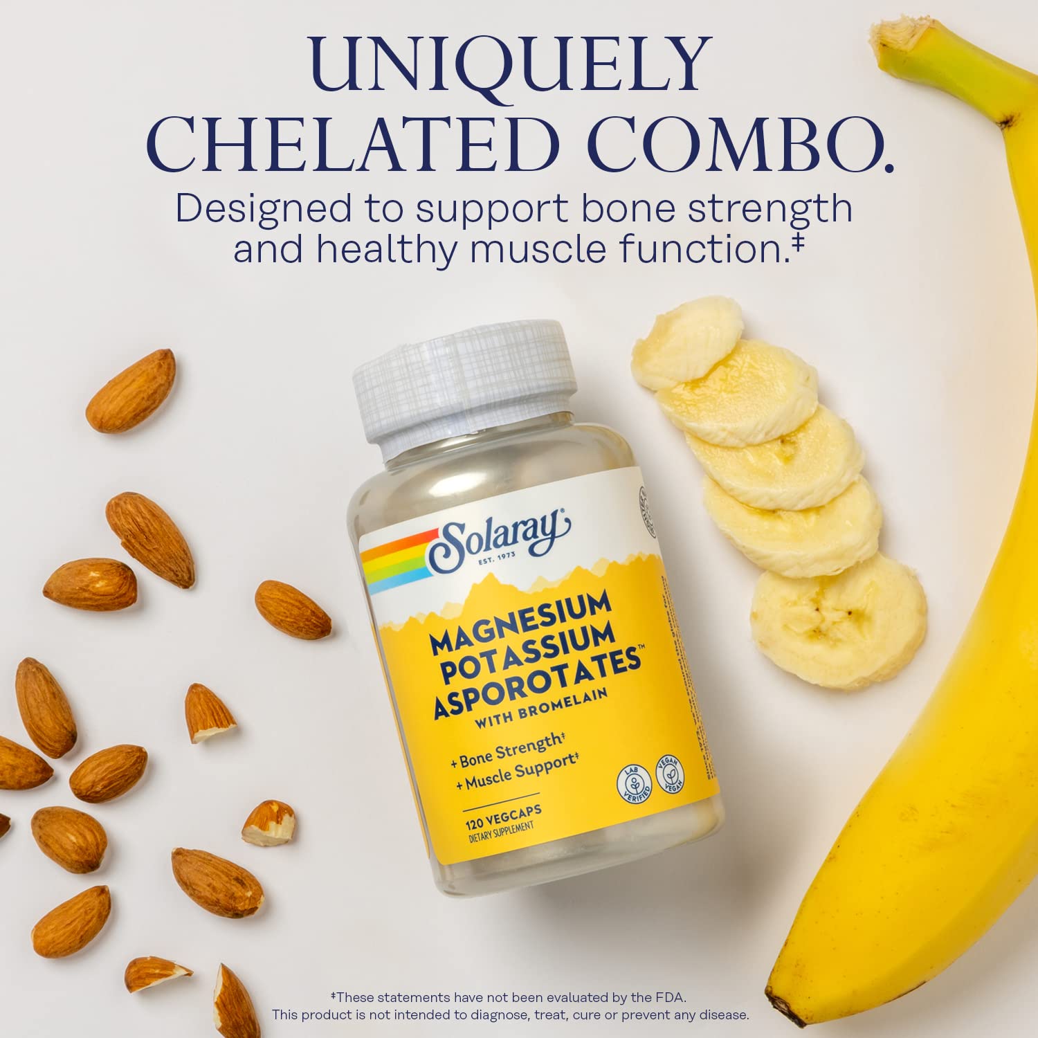 SOLARAY Magnesium Potassium with Bromelain, 120 VegCaps