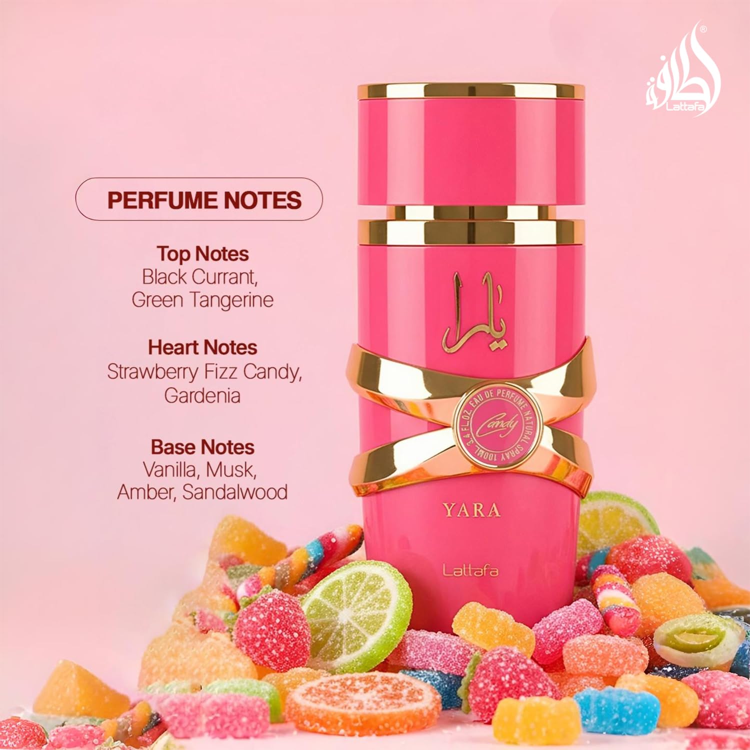 Lattafa Yara Candy - Vanilla, Fruity, Citrus, Floral - Eau de Parfum Long-Lasting Fragrance for Women, 3.40 Ounce / 100 ml