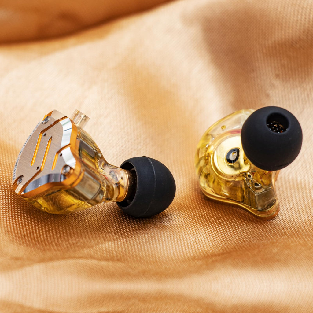 Linsoul KZ ZS10 Pro, 4BA+1DD 5 Driver in Ear Monitor, HiFi Wired Earbuds, Gaming Earbuds, Hybrid IEM Earphones with Stainless Steel Faceplate, Detachable Cable for Musician(Without Mic, Glare Yellow)