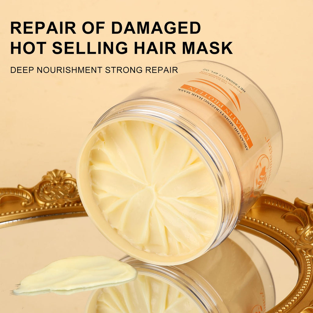 Aomimegel Collagen Repair Hair Mask & Argan Oil Set, 16.9 fl oz + 2 fl oz