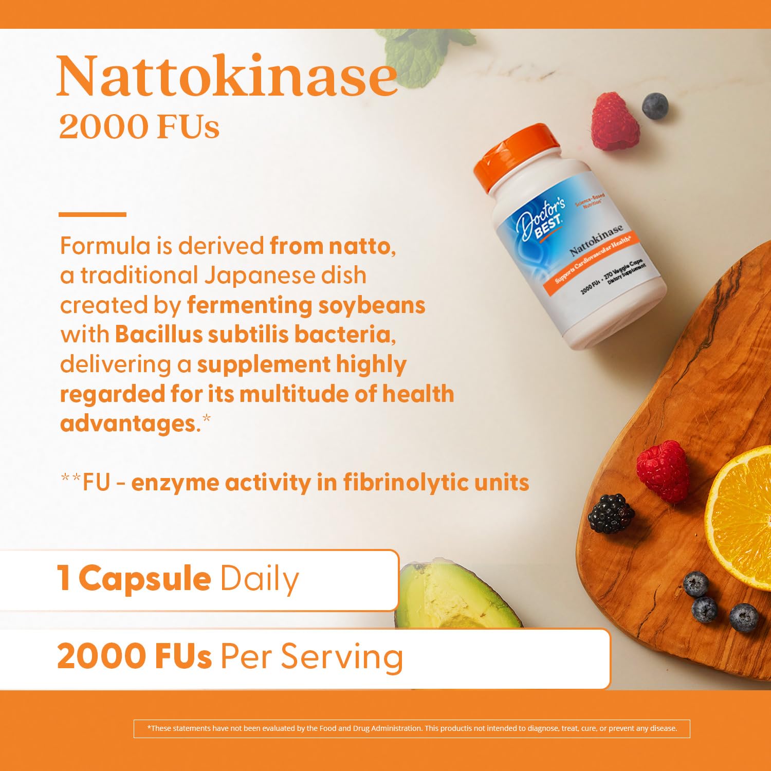 Doctor's Best Nattokinase, Non-GMO, Vegan, Gluten Free, 270 Veggie Caps